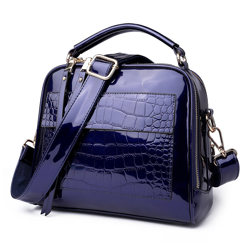 Women's Genuine Leather Patent Glossy Shell Fashion Crossbody Bags