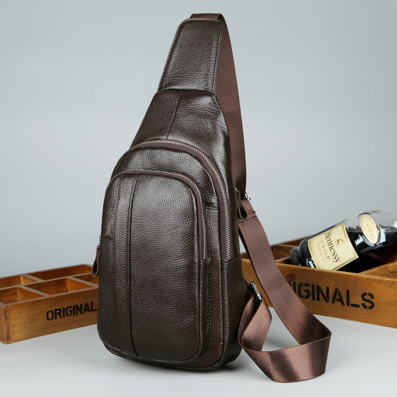 Men's Genuine Leather Full Cowhide Fashion Support Men's Chest Bags