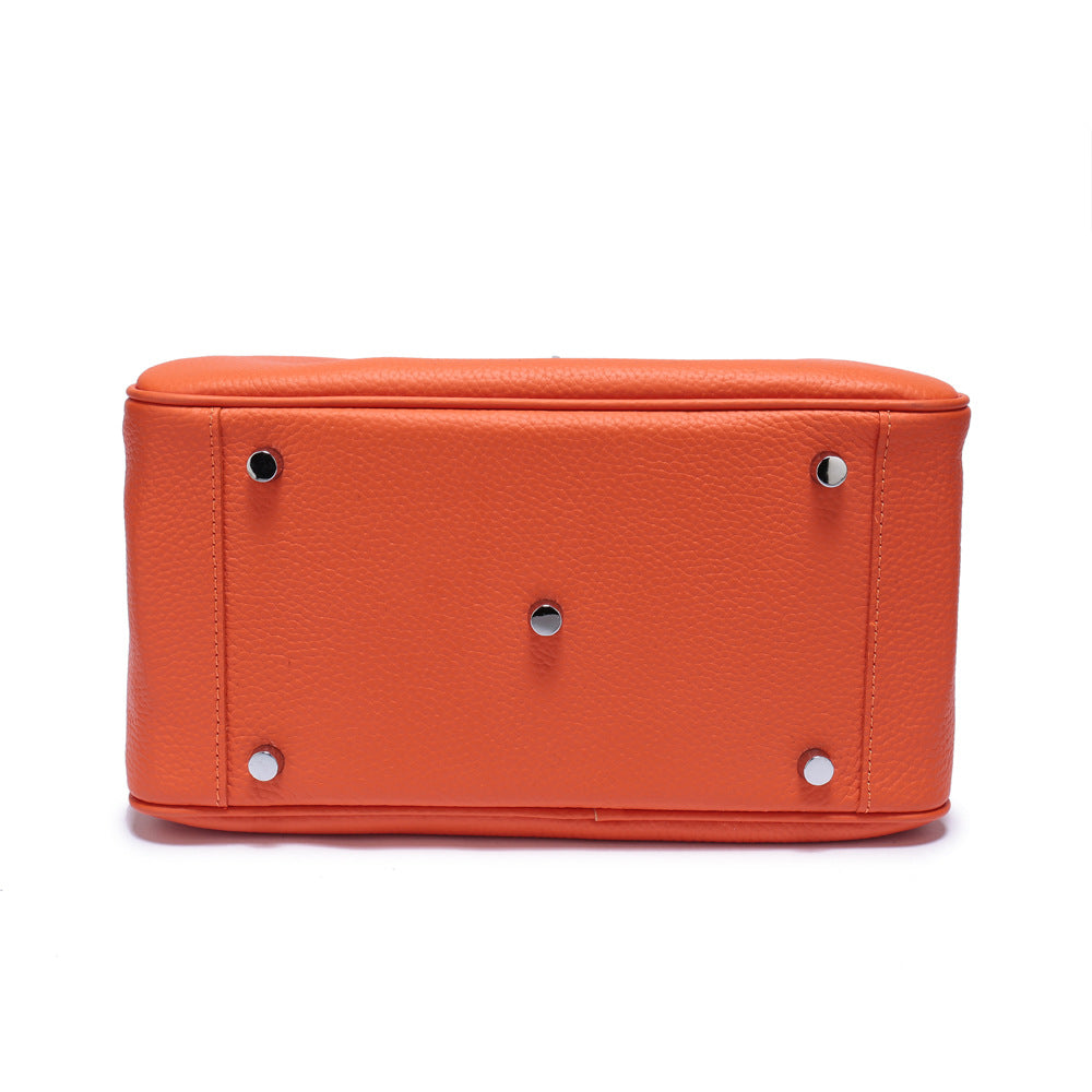 Women's Lychee Pattern Lindy Doctor Medical Box Genuine Leather Handbags