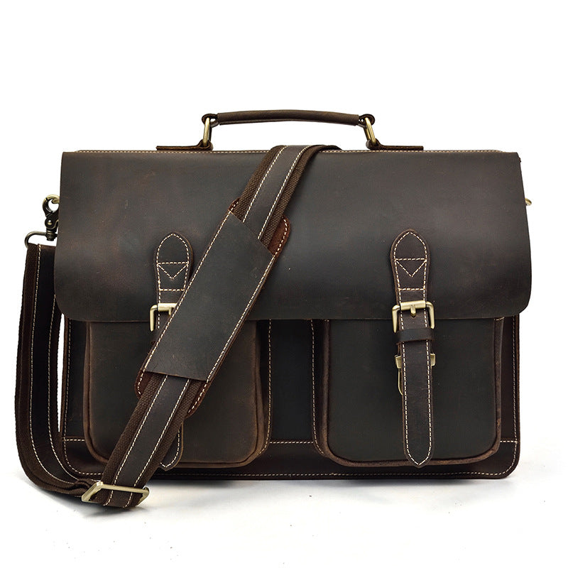 Men's Crazy Horse Leather Vintage Business Trip Men's Briefcases