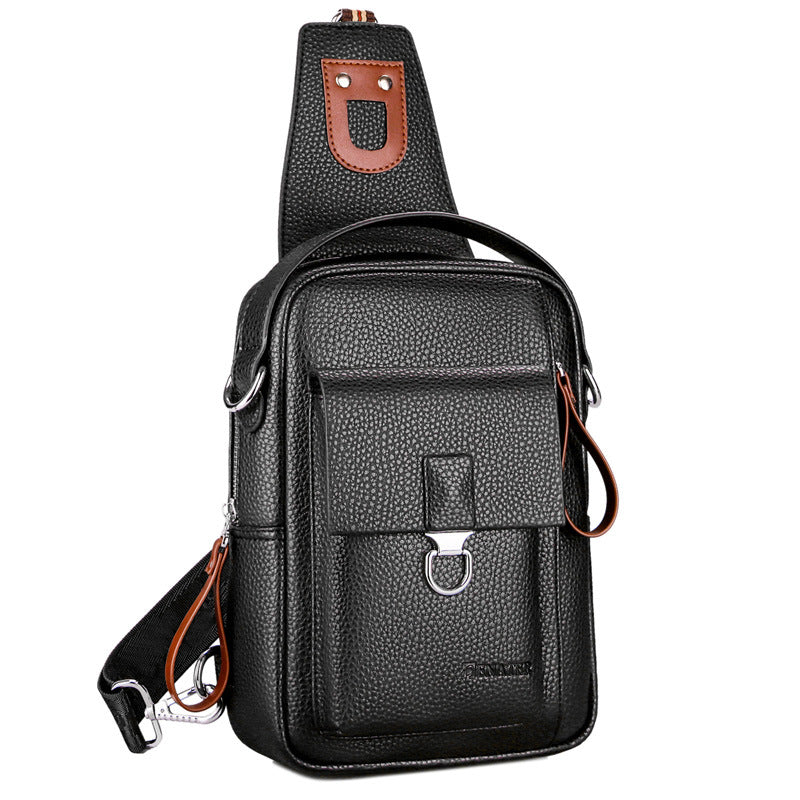 Versatile Men's Korean Trendy Soft Leather Men's Chest Bags
