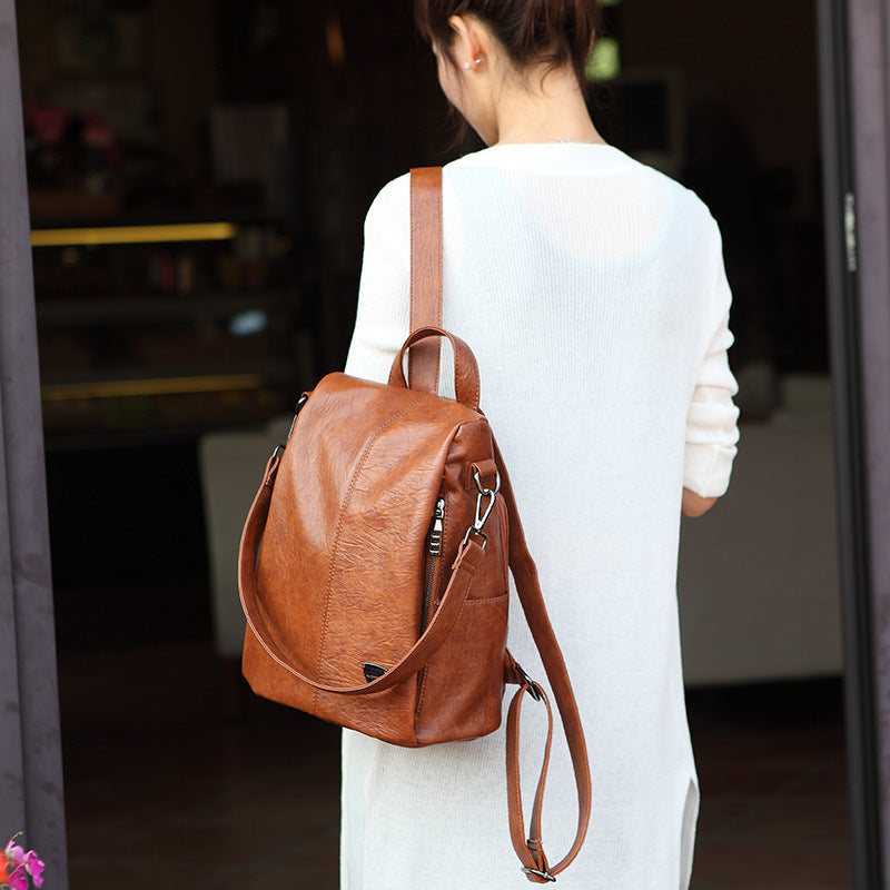 Women's Korean Style Fashionable Genuine Leather Backpacks