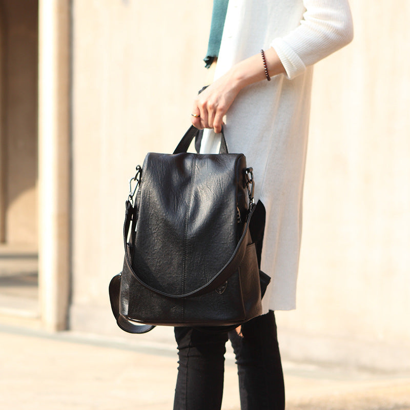 Women's Korean Style Fashionable Genuine Leather Backpacks