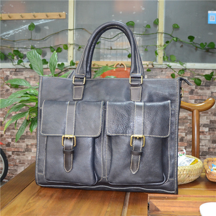 Men's Retro Hand-rub Color Cowhide Business Portable Men's Briefcases