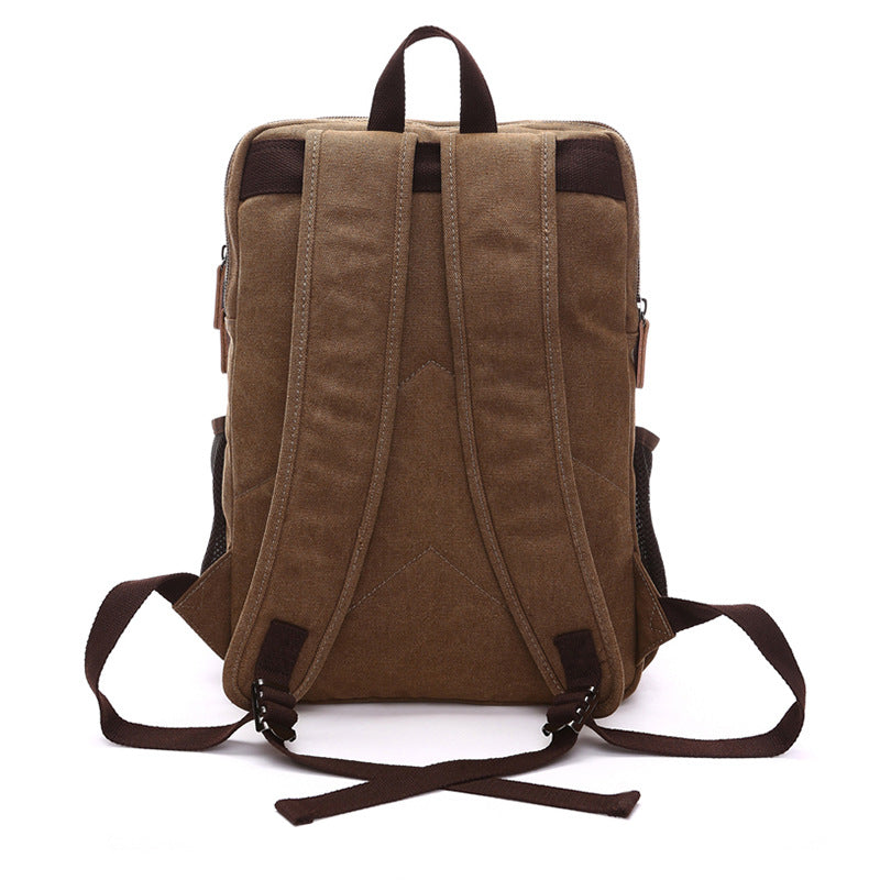 Men's Quality Washed Canvas Solid Color Large Backpacks