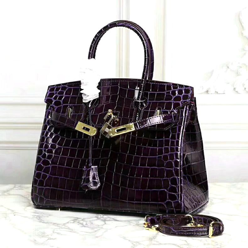 Women's Charming Crocodile Pattern Platinum Leather Handbags
