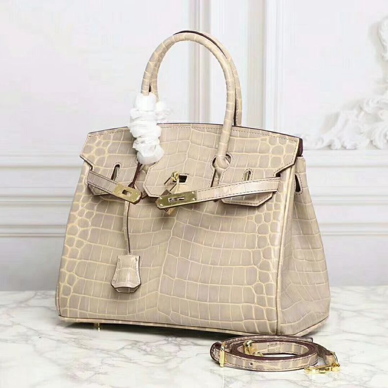 Women's Charming Crocodile Pattern Platinum Leather Handbags