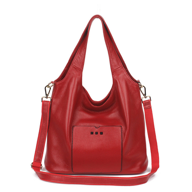 Women's Leather Underarm Fashion Rivet Big First Handbags