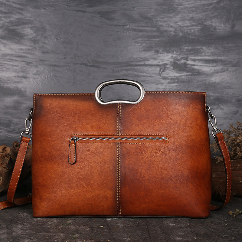 Women's Layer Cowhide Brushed Retro Large Capacity Shoulder Bags