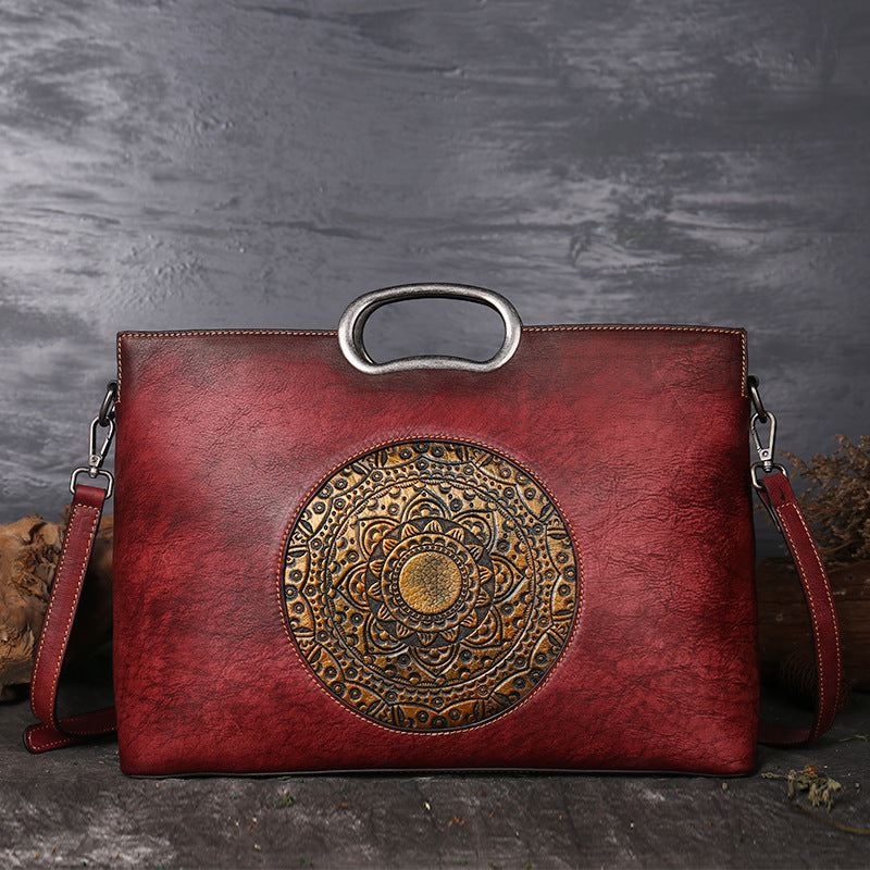 Women's Layer Cowhide Brushed Retro Large Capacity Shoulder Bags