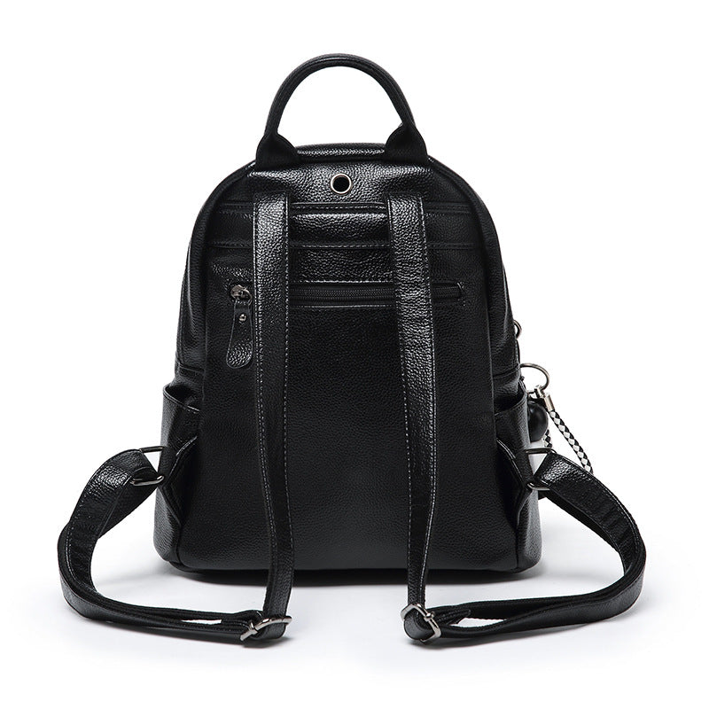 Women's Korean Fashionable Large Capacity Soft Leather Backpacks
