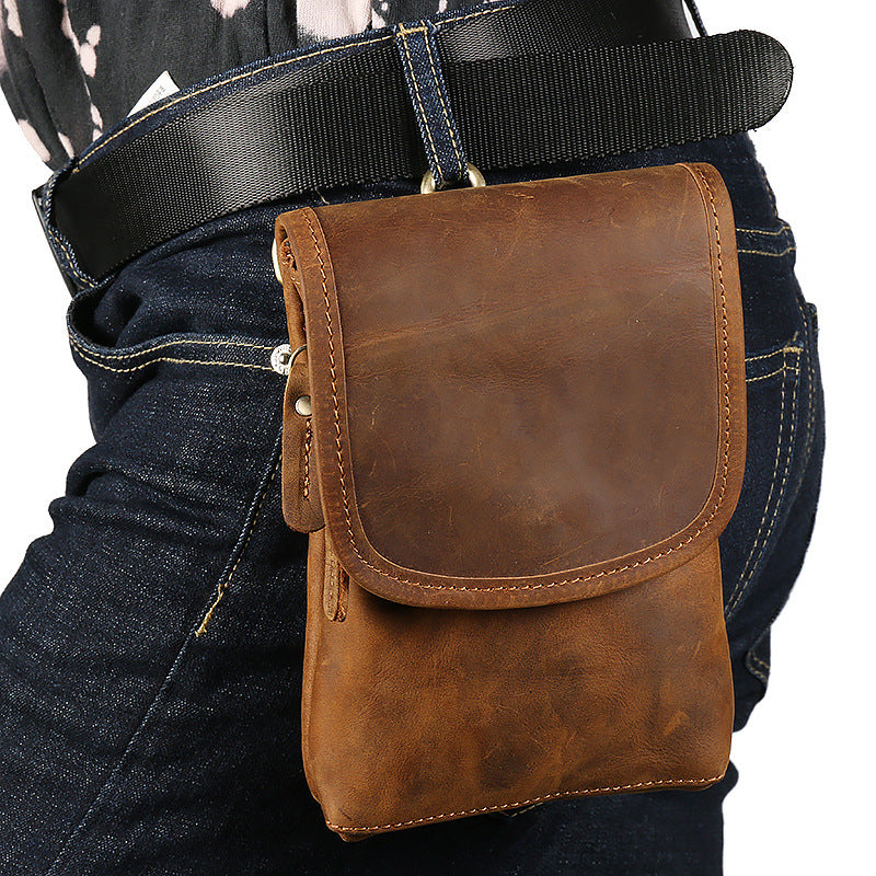 Men's Crazy Horse Leather First Layer Cowhide Men's Waist Packs