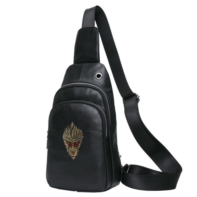 Men's Black Myth Leather Personalized Hand Painted Men's Chest Bags