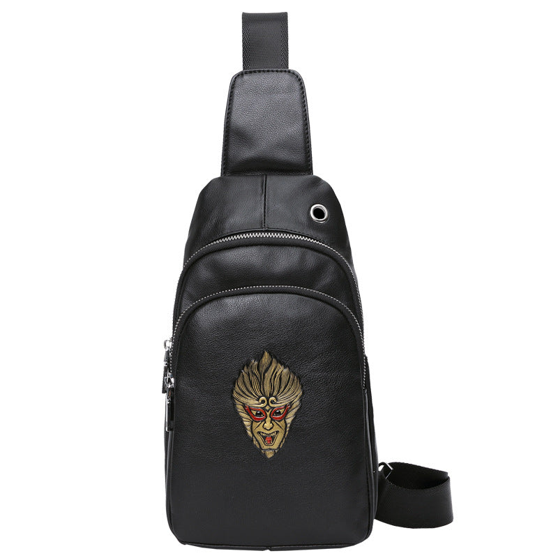 Men's Black Myth Leather Personalized Hand Painted Men's Chest Bags