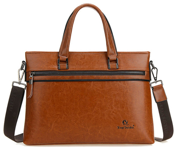 Men's Business Full Leather One Combination Horizontal Men's Messenger Bags