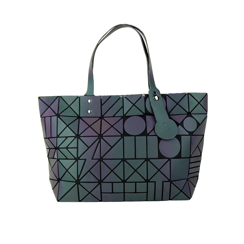 Women's Folding Fashion Geometry Pattern Rhombus Magic Shoulder Bags