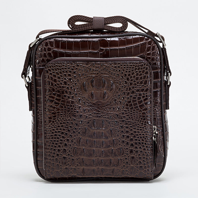 Men's One Zipper Cowhide Business Vertical Men's Shoulder Bags