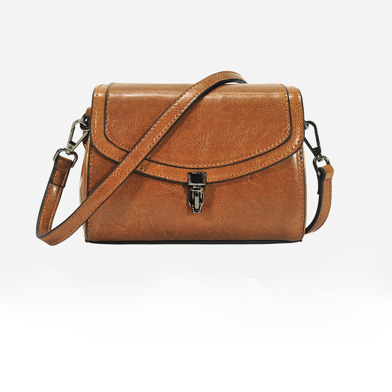 Women's Oil Wax Leather Mini Cowhide Shoulder Bags