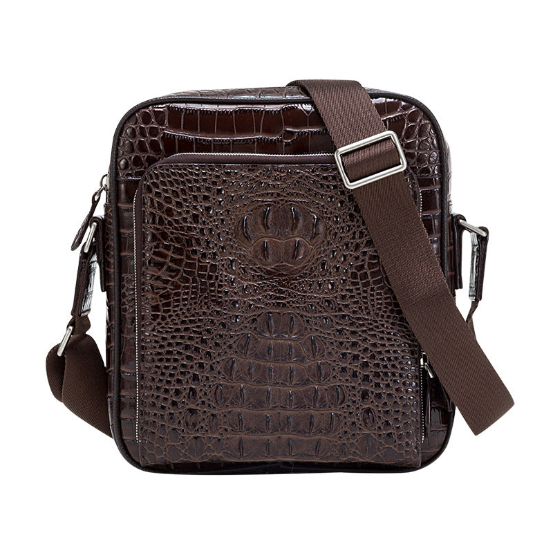 Men's One Zipper Cowhide Business Vertical Men's Shoulder Bags