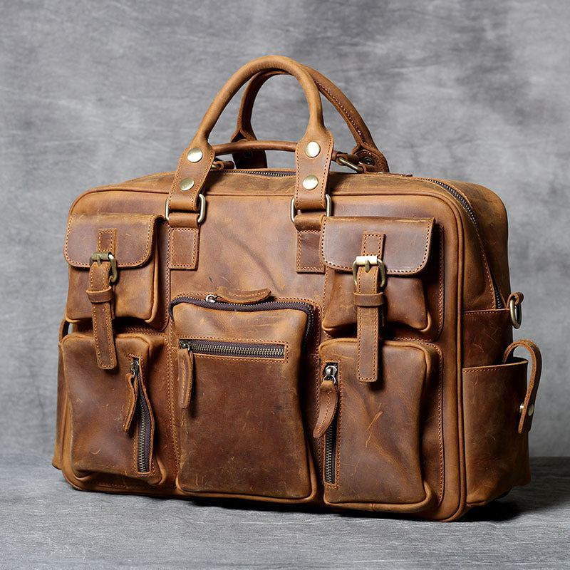 Men's First Layer Leather Large Capacity Handmade Travel Bags