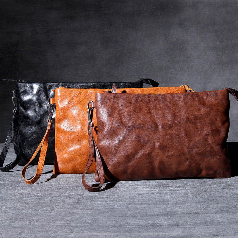 Women's & Men's & Simple Retro First Layer Cowhide Men's Handbags