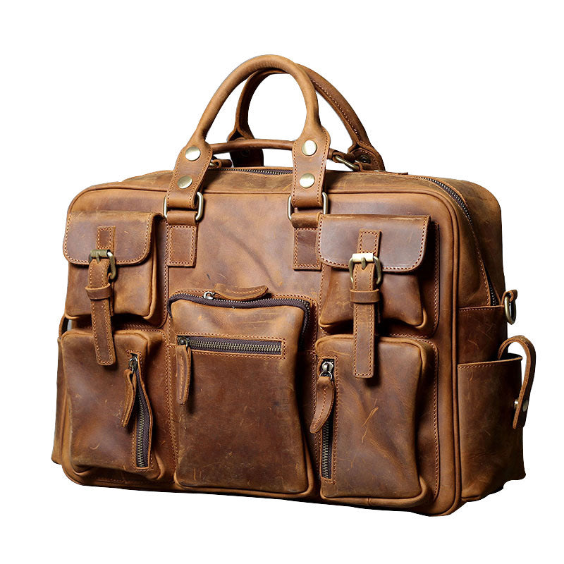 Men's First Layer Leather Large Capacity Handmade Travel Bags