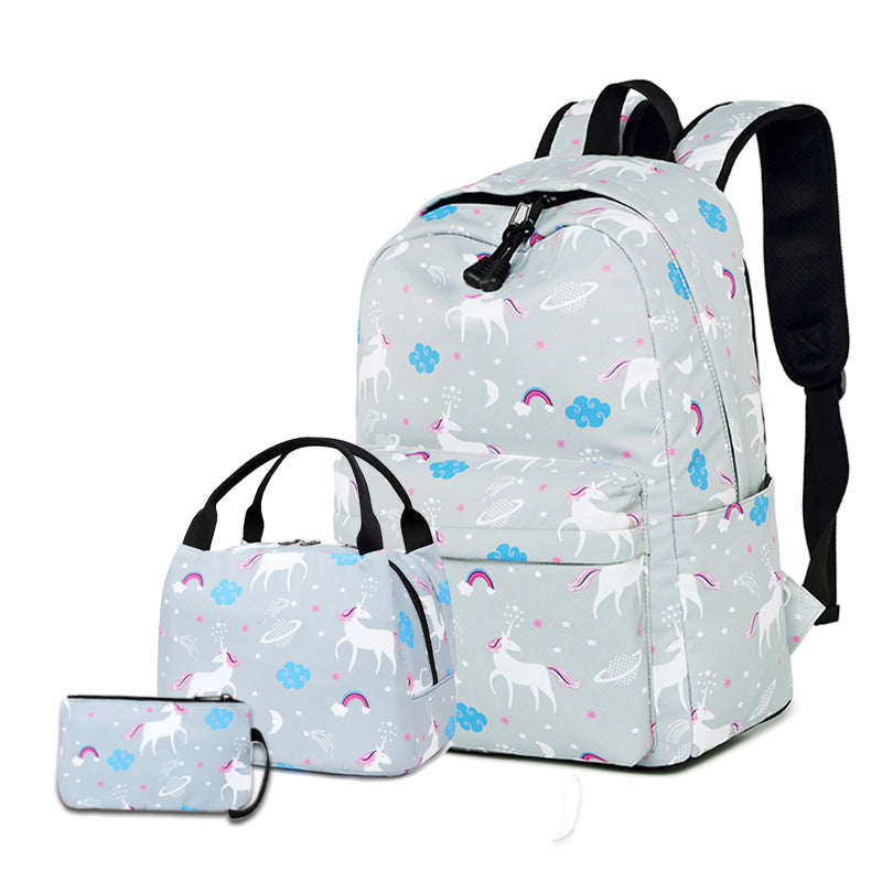 Primary Cartoon Unicorn Thermal Insulated Lunch Pencil Elementary School Students' Schoolbags