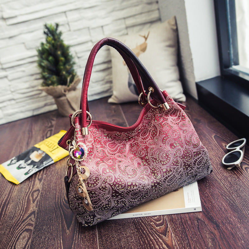 Women's Fashion Large Capacity Hollow Peacock Pattern Handbags