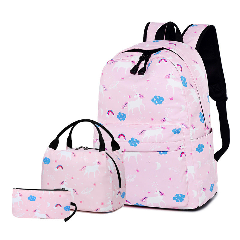 Primary Cartoon Unicorn Thermal Insulated Lunch Pencil Elementary School Students' Schoolbags