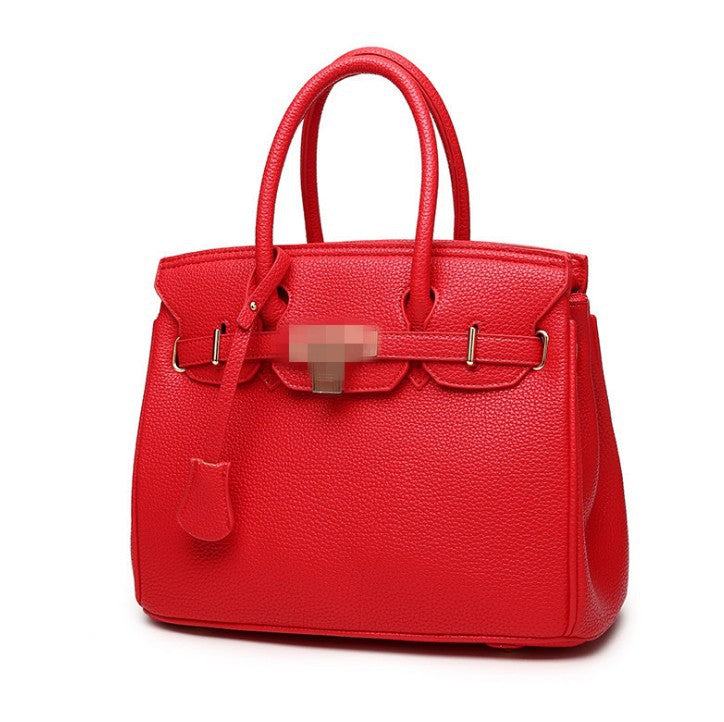 Women's Fashion Zipper Litchi Pattern One Shoulder Bags