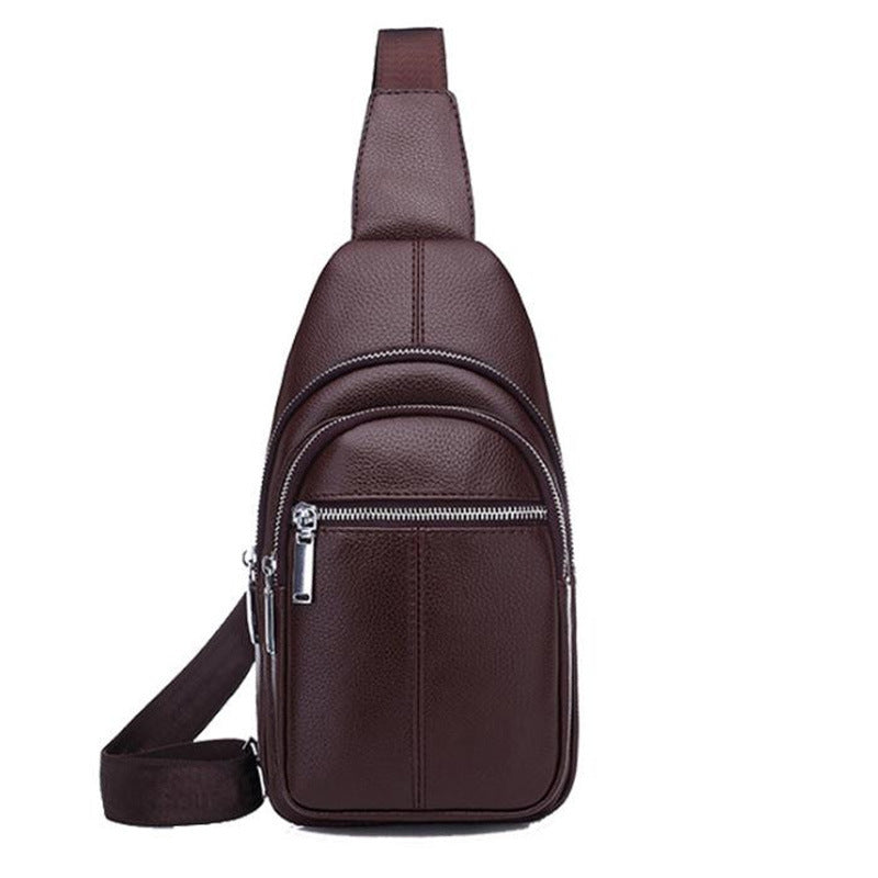 Men's Cowhide Fashion Korean Style Leisure Men's Chest Bags
