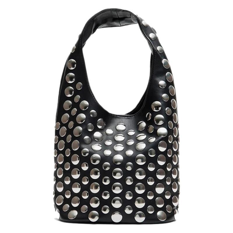 Women's Innovative Rivet Fashion Commuter Underarm Bucket Bags