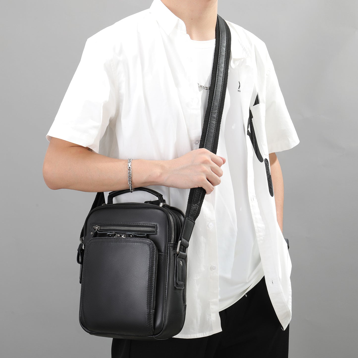 Men's Leather Crazy Horse Business Large Capacity Men's Messenger Bags