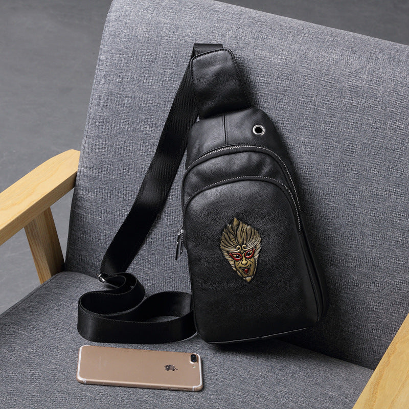 Men's Black Myth Leather Personalized Hand Painted Men's Chest Bags