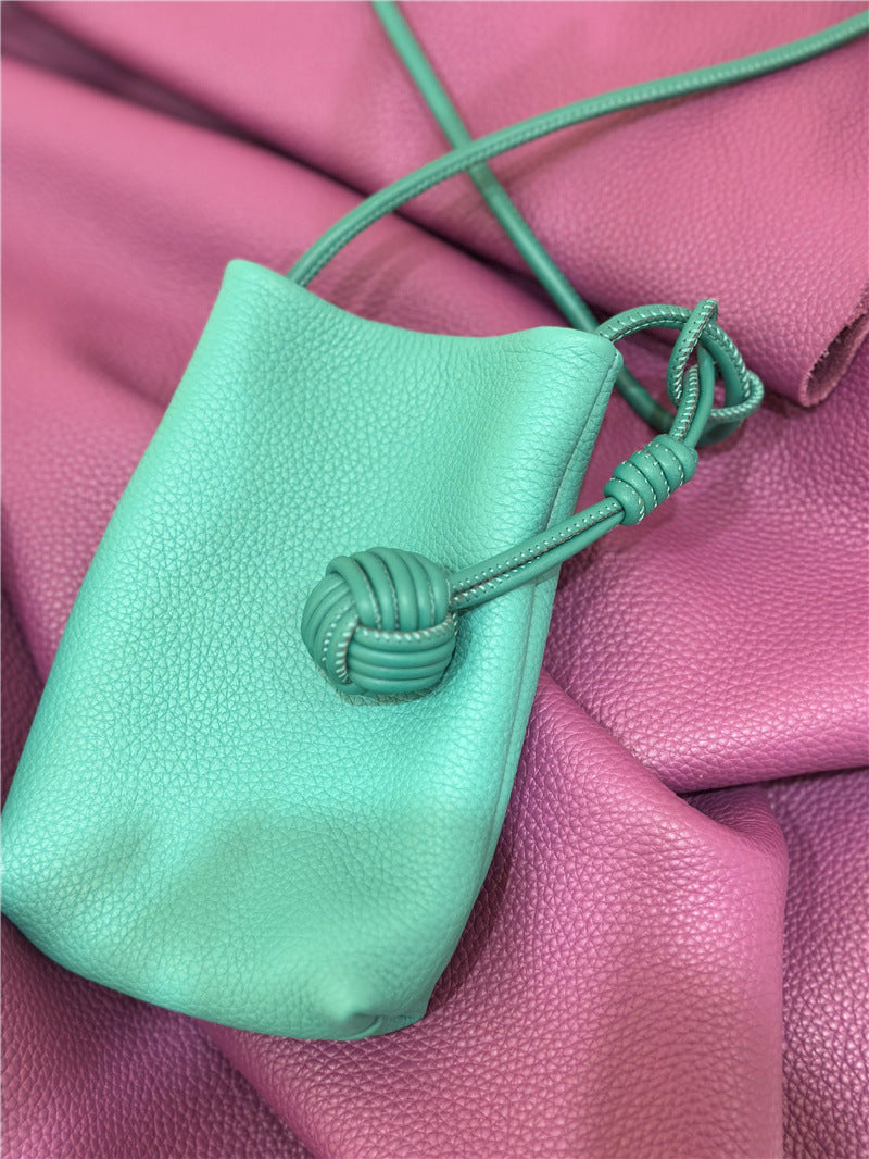 Women's Woven Ball Mobile Leather Mini Simple Phone Bags