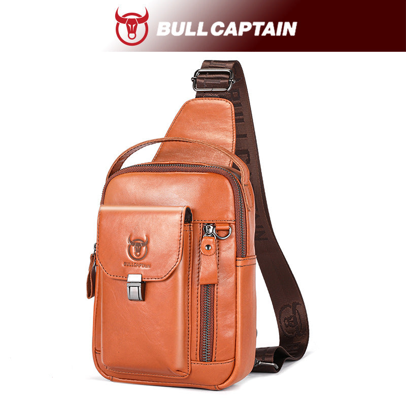 Men's Bull Captain Large Capacity Genuine Leather Phone Bags