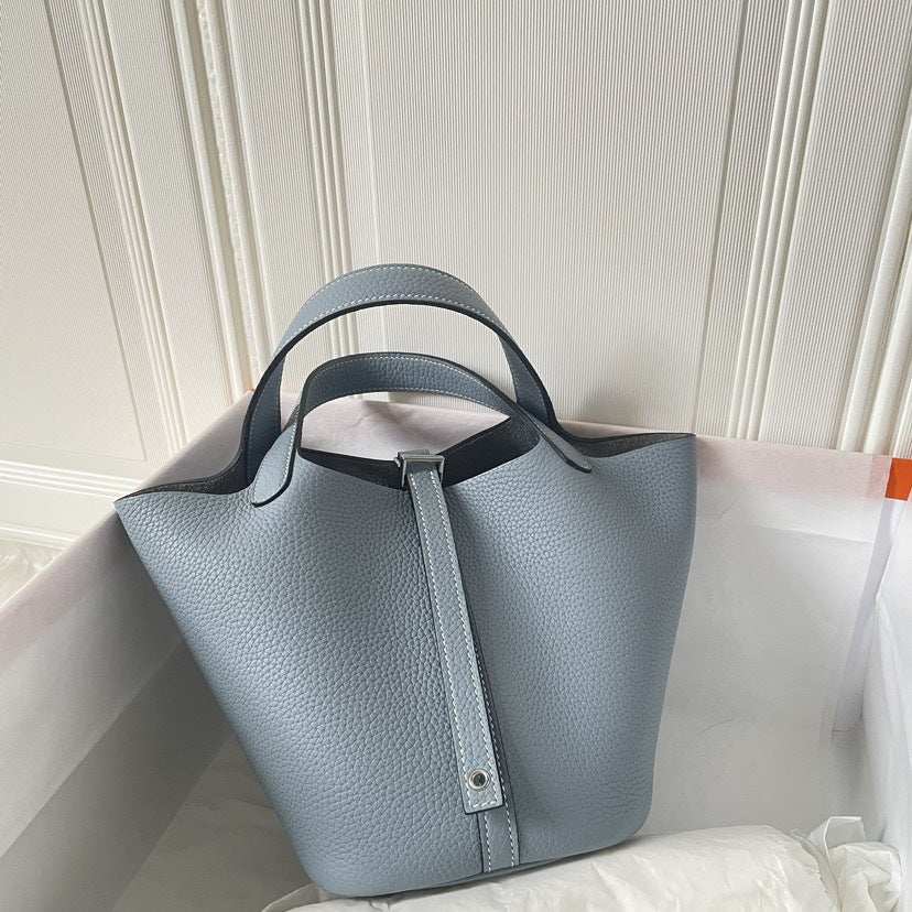 Women's High Quality Vegetable Basket First Layer Cowhide Portable Commuter Bucket Bags