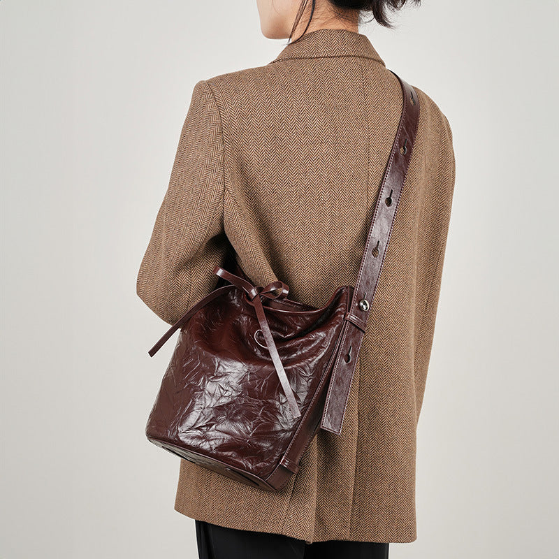 Women's Retro Classic Genuine Leather Fashion Clutch Shoulder Bags