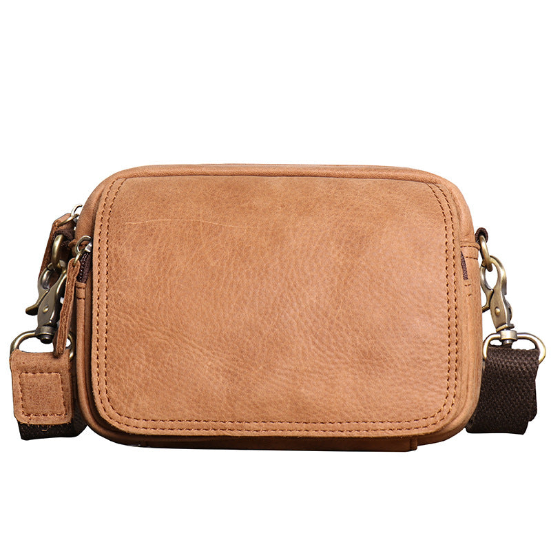 Men's Retro Frosted Leather Mobile Pouch Men's Messenger Bags