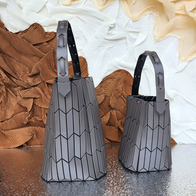 Women's Block Geometric Rhombus Dish Basket Portable Shoulder Bags