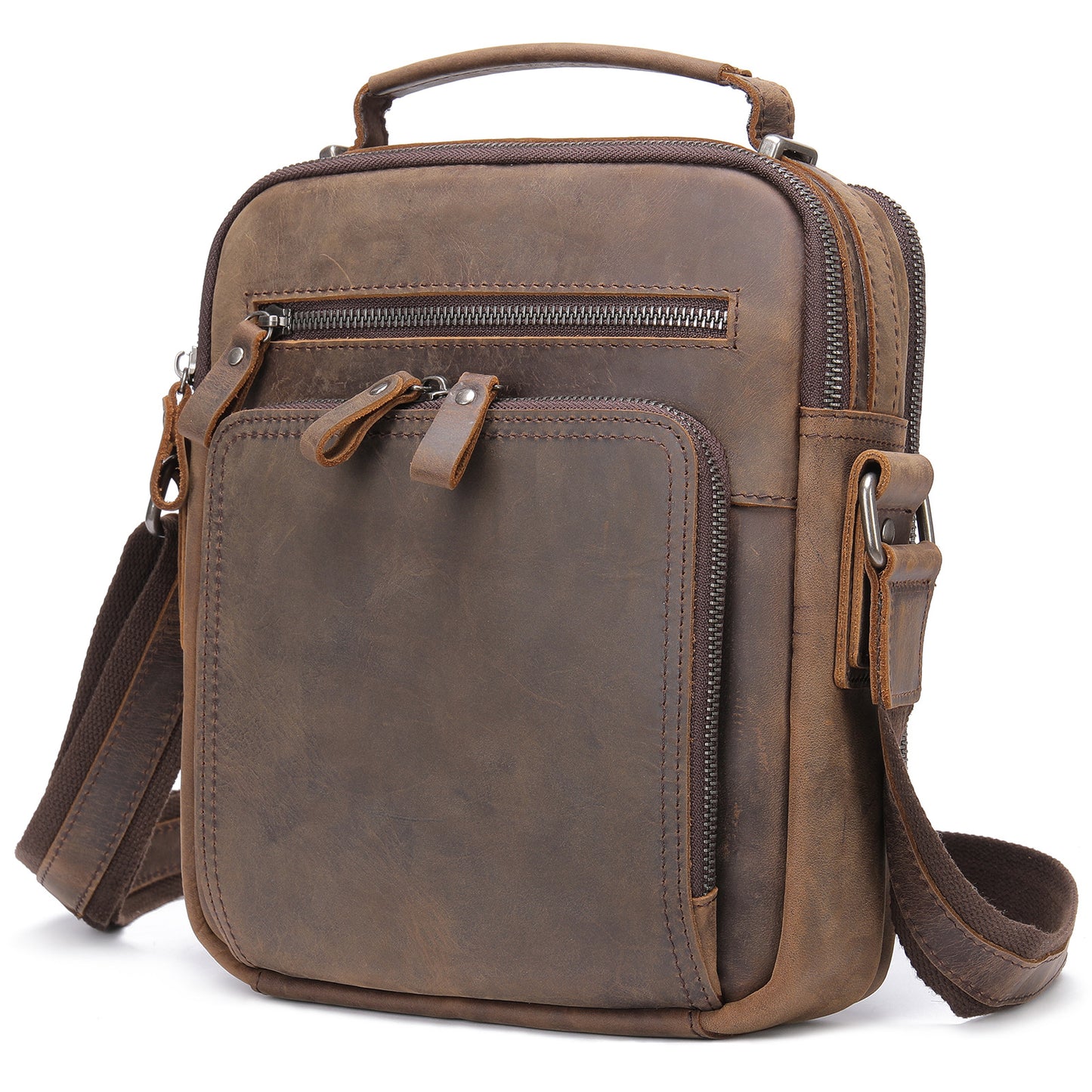 Retro Clamshell Leather First Layer Cowhide Men's Shoulder Bags