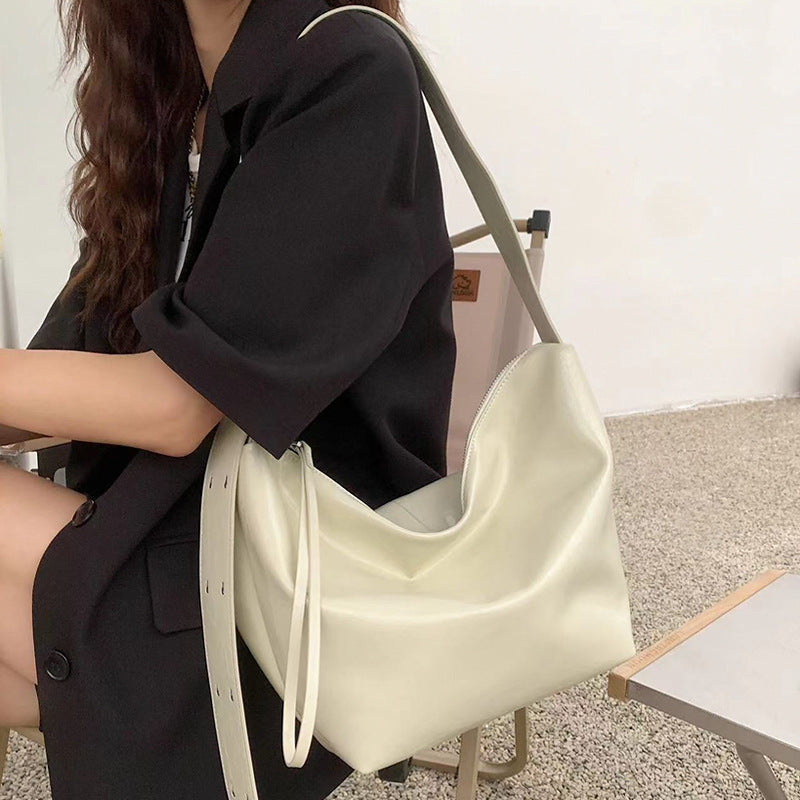 Women's Oil Wax Leather High Quality Large Capacity Pleated Tote Bags
