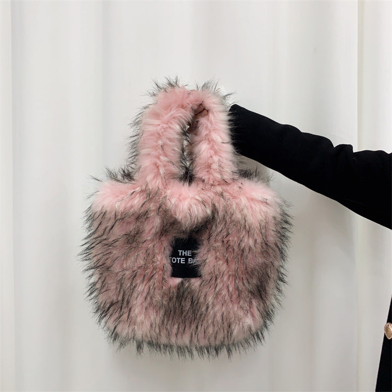 Raccoon Fur Plush Large Capacity Totes Tote Bags