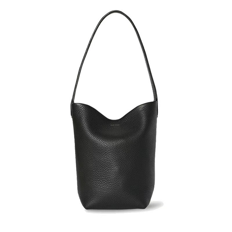 Women's Genuine Leather Litchi Pattern Cowhide Large Bucket Bags