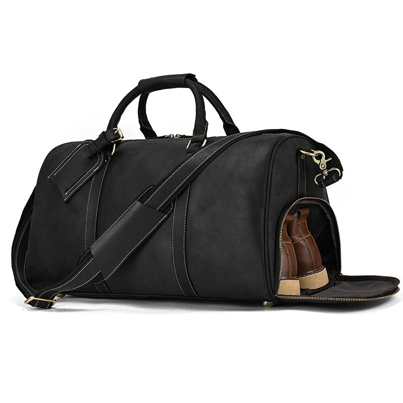 Men's Crazy Horse Leather Fitness With Shoe Luggage