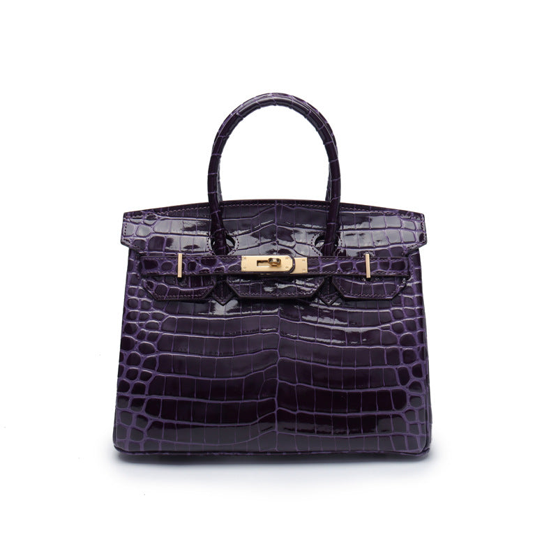 Women's Fashion Crocodile Pattern Genuine Leather Cow Handbags