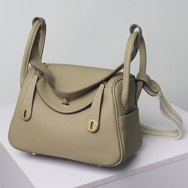 Women's Layer Cowhide Doctor Lindy Medical Box Leather Shoulder Bags