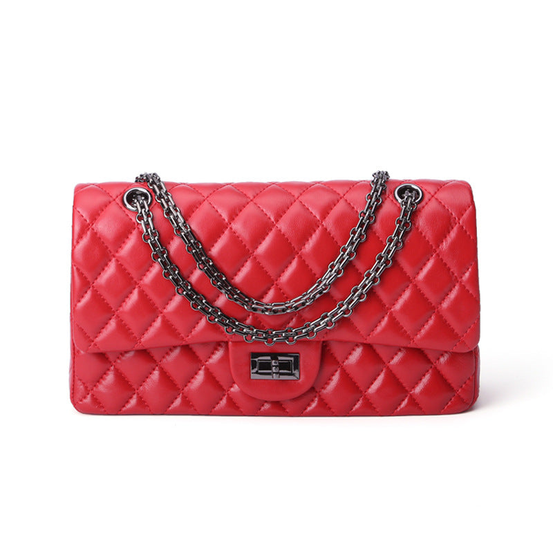 Classic Fashion Sheepskin Rhombus Chain Genuine Crossbody Bags