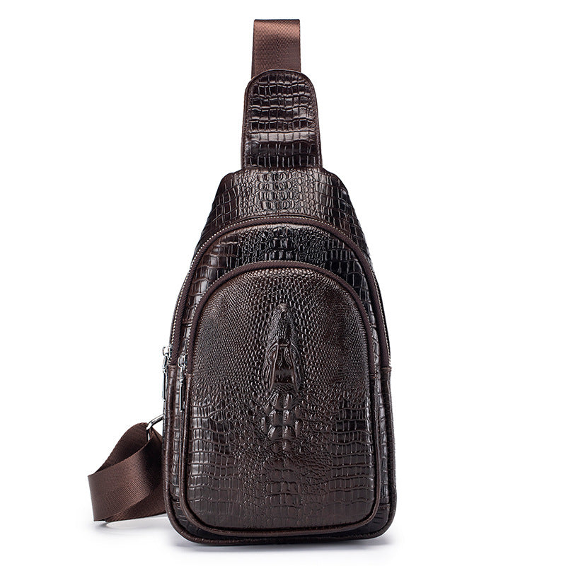 Men's Pattern Genuine Leather Top Layer Cowhide Men's Chest Bags