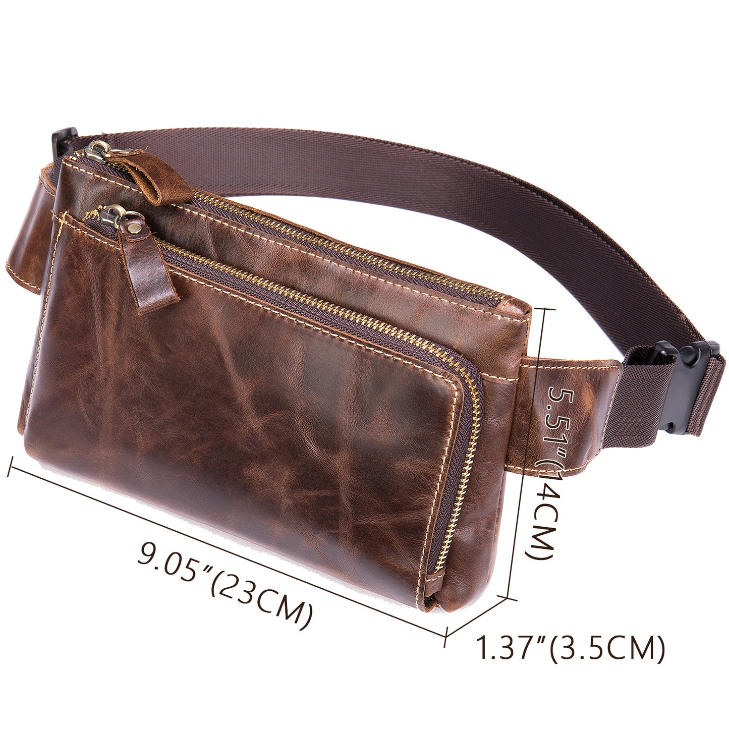 Men's Cell Horizontal Large Capacity Mobile Cow Men's Waist Packs